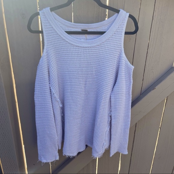 Free People Sunrise Cold Shoulder Knit Cream Sweater Top NWOT - Picture 4 of 11